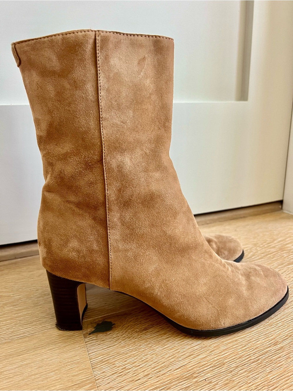 J. Crew Tan Suede Mid-Calf Heeled Boots